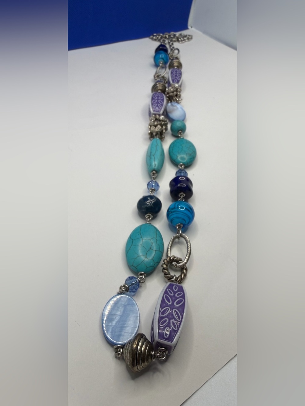 Premier Designs Turquoise & Lavender Statement Beaded Necklace - Picture 4 of 8